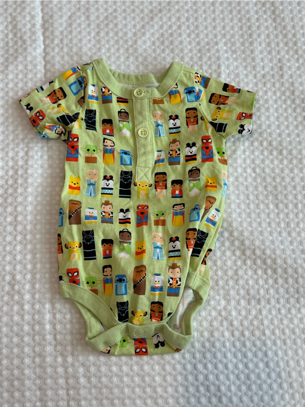 Disney Green Character Print Baby One-Piece Bodysuit NWOT